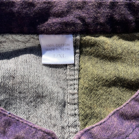 Men's Nepal Shirt Multicolor Patchwork L/XL India Hippie Yoga Namaste Spiritual - Picture 3 of 13